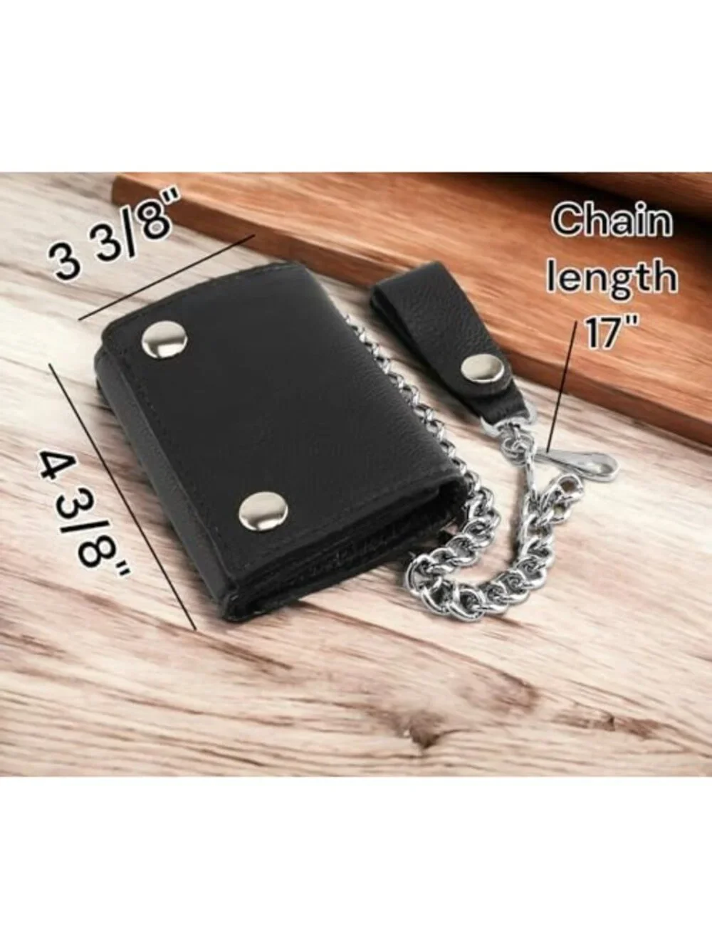 Vintage Biker Leather Wallet for Men - RFID Blocking, Tri-fold, Snap Closure